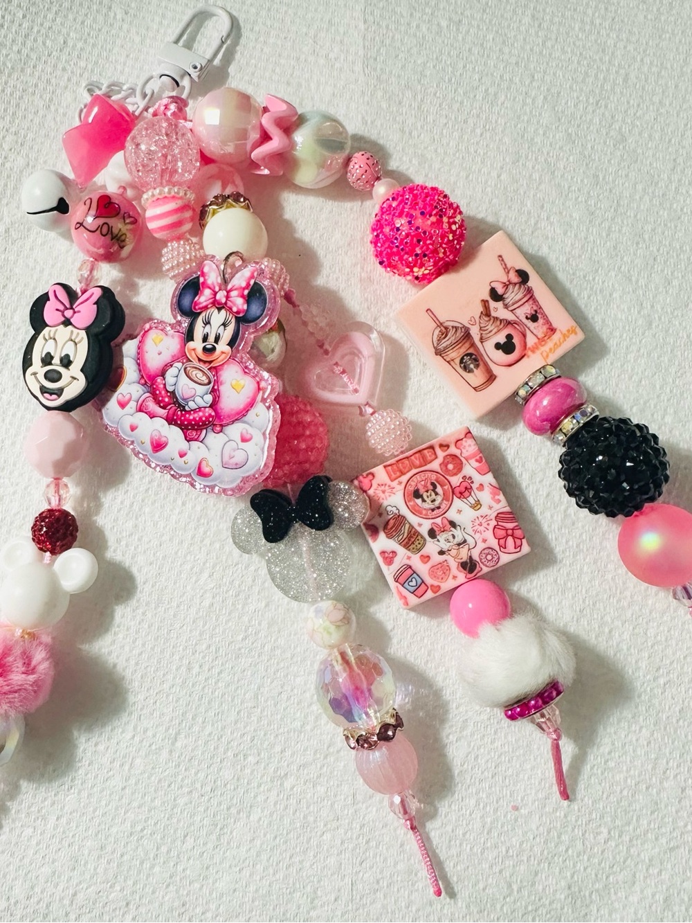 Disney Pink Minnie Mouse Beaded bag Charm